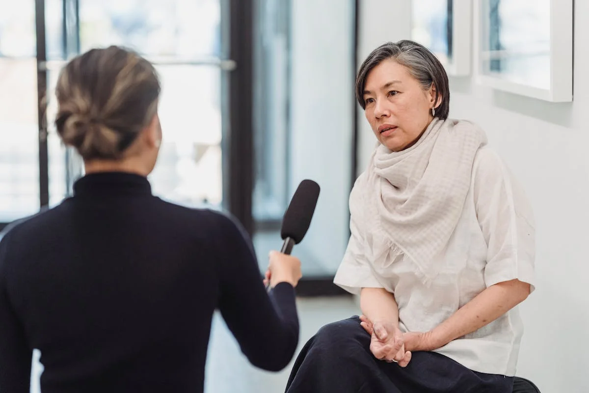 Customer being interviewed for testimonial